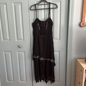 Glamor Angel Bohemian‎ Witchy Black Maxi Dress Large Whimsigoth Fairygrunge ****